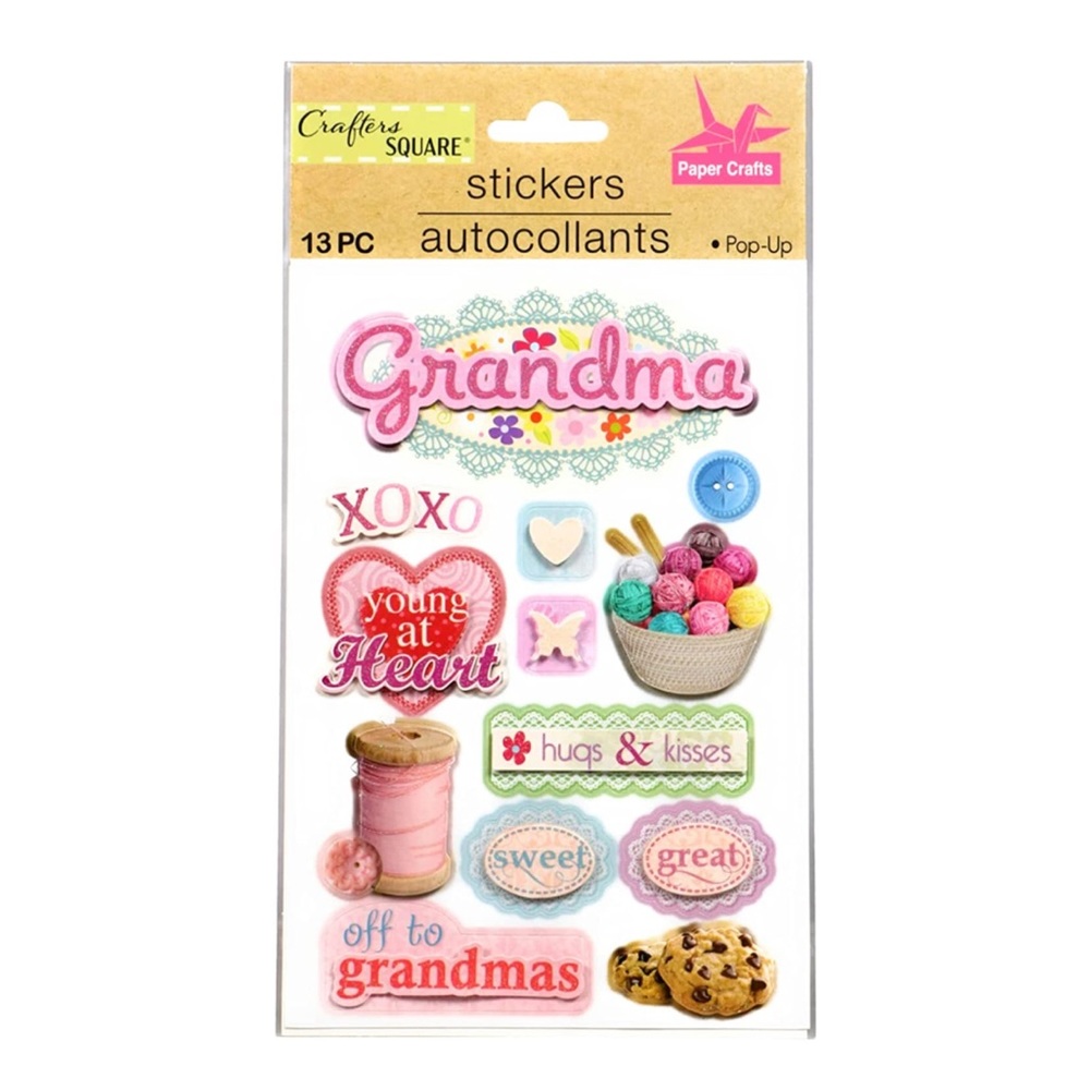 Crafter’s Square Grandma Handmade Family 3D Stickers, 13 pcs